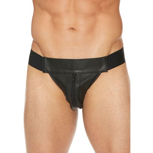 Jock En Cuir Zipper Noir - Uomo