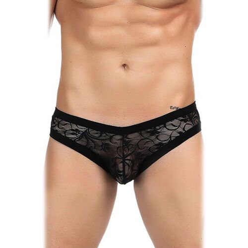 Slip Homme Dentelle Noir - Paris Hollywood