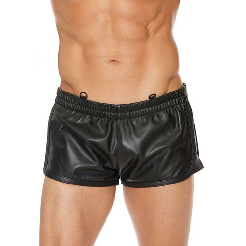 Short En Cuir Versatile Noir - Uomo