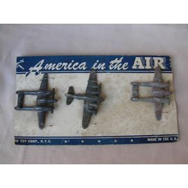 Ww2 Us Lot De 3 Jouets Avions Miniature En Plastique Dans Emballage Reconnaissance Avion Americain Rare Américain