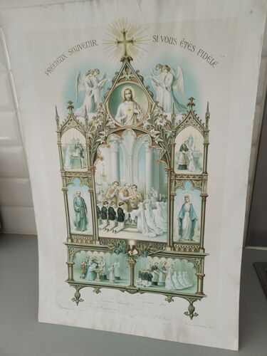 Lot De 2 Certificats, Très Anciens, De Communion Solennelle.