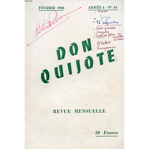 Don Quijote, Revue Mensuelle Pour Apprendre A Lire L'espagnol Couramment, N° 35, Fev. 1955 (Oviedo)