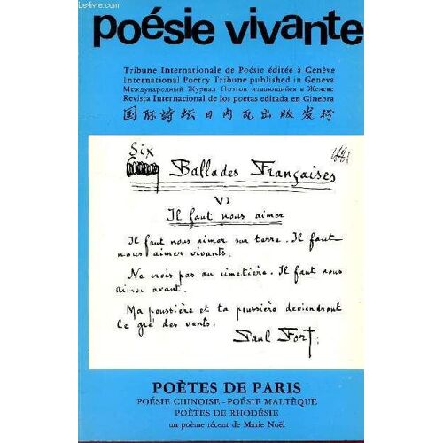 Poesie Vivante - N°23 - Mai-Juin 1967 / Poetes De Paris - Poesie Chinoise - Poesie Malteque - Poetes De Rhodesie - Un Poeme Recent De Marie Noel ...