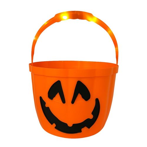 Seau À Bonbons Halloween Xl Orange 21 Cm Avec Anse Led