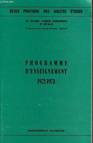 Programme D'enseignement 1972-1973.