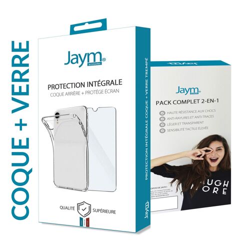 Jaym - Pack Intégral Coque + Verre Pour Xiaomi Redmi A3 4g - Coque Souple Transparente Et Résistante + Verre De Protection Renforcé - Plat 2.5d
