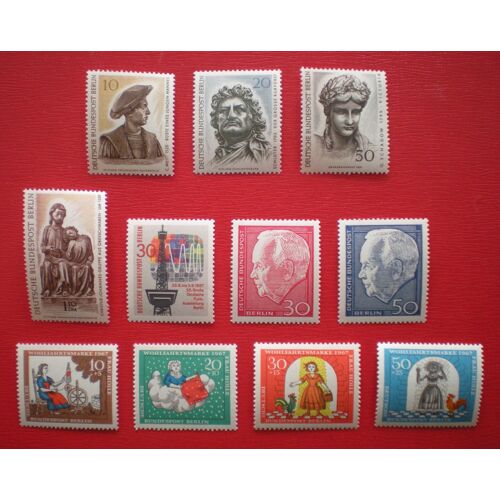 Lot De 11 Timbres Neufs ** - Allemagne Berlin - Surtaxe : Scènes De La Fée Holle (Série Complète) - Trésors Des Musées De Berlin - Radiodiffusion Et Télévision - Président Lübke - Année 1967