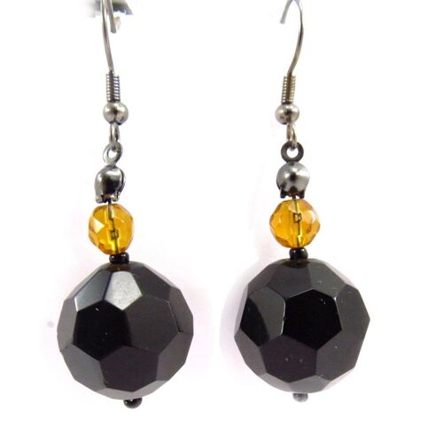 Boucles Créateur "Mineralia" Noir Ambre