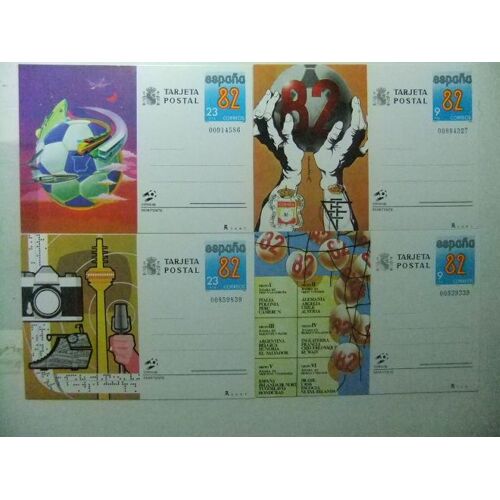 C 194 Espagne 1982 / Carte Postale Entière Coupe Du Monde De Football 82 / Edifil 129 / 132 Nouveau