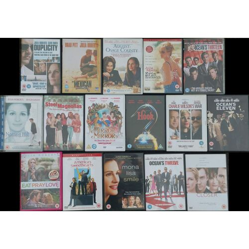 Julia Roberts Mega Collection 16 Dvds Eat Pray Love Duplicity Mexican Mona Lisa Smile Erin Brockovich Ocean's 11 12 13 Closer Mirror Hook Notting Hill Steel Magnolias August Osage County Americas Swee