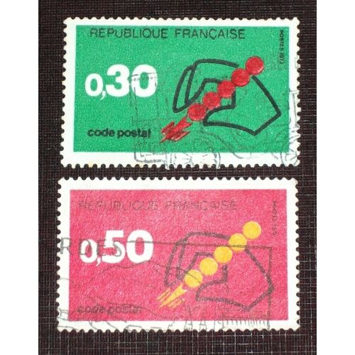 France N° 1719 Et 1720 Oblitérés De 1972 - Lot De 2 Timbres « Code Postal »