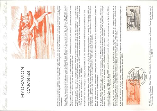 Document Philatelique Officiel N°11-85 - Hydravion Cam 53 (N°Av 58 Yvert Et Tellier)