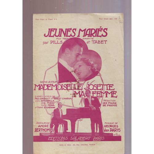 Partition Ancienne " Jeunes Mariés " - Fox Trot /Pills - Tabet -