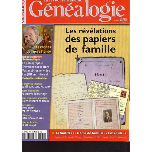 Revue Francaise De Genealogie (La) N° 180 Du 01/02/2009