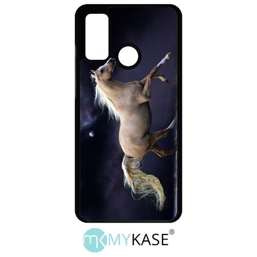 Coque huawei p smart 2020 - cheval fond prune - noir