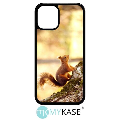 Coque iphone 12 mini - ecureuil roux - noir