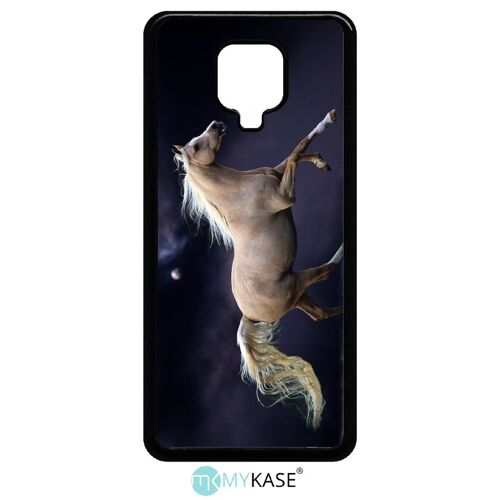 Coque xiaomi note 9s - cheval fond prune - noir
