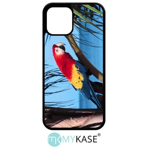 Coque pour iphone 12 pro - perroquet mer palmiers - noir
