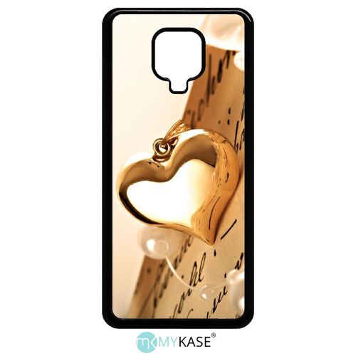 Coque Xiaomi Note 9s - Coeur D'or Sur Livre - Noir