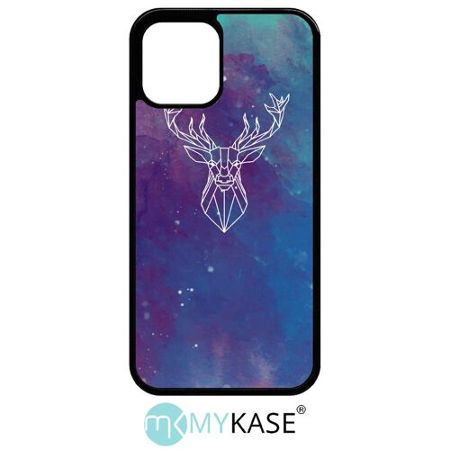Coque pour iphone 12 pro - hyper animals space cerf - noir