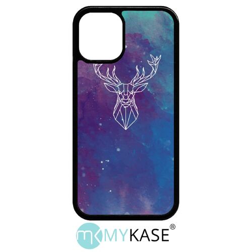 Coque iphone 12 mini - hyper animals space cerf - noir