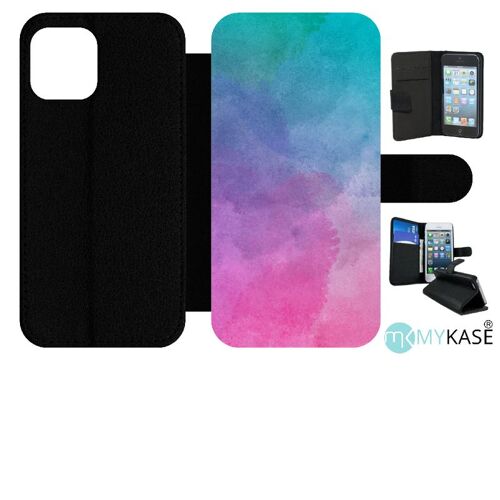 Etui À Rabat Iphone 12 Pro - Peinture Aquarelle - Simili-Cuir - Noir