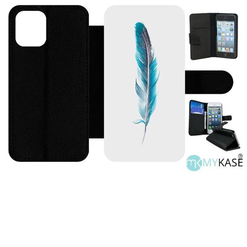 Etui À Rabat Iphone 12 Mini - Plume - Simili-Cuir - Noir