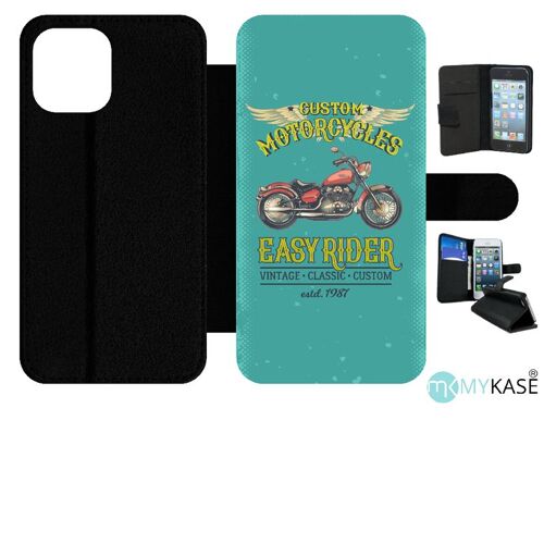 Etui À Rabat Iphone 12 Pro Max - Moto Rtro Easy Rider - Simili-Cuir - Noir