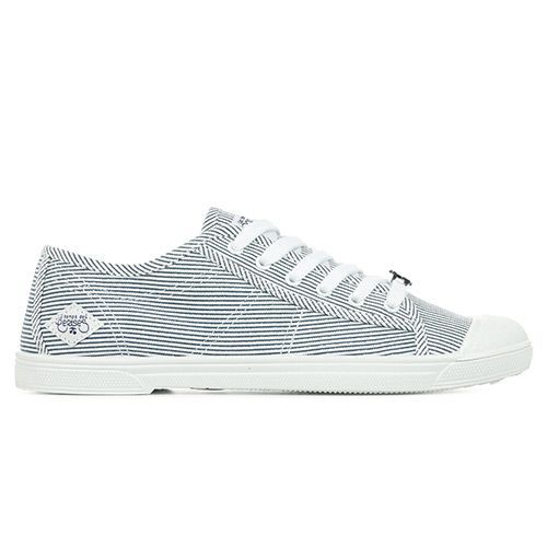 Le Temps Des Cerises Basket Basse Rayures Bleu Pour Basic Strip Shinny Bleu