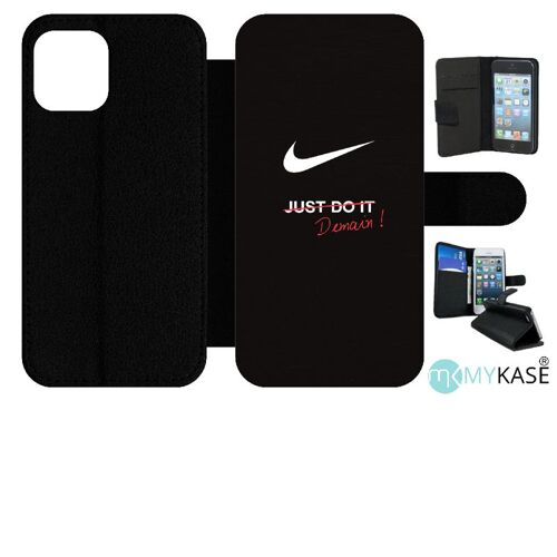 Etui À Rabat Iphone 12 Pro - Just Do It Demain - Simili-Cuir - Noir