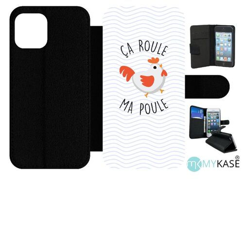 Etui À Rabat Iphone 12 Pro - A Roule Ma Poule - Simili-Cuir - Noir