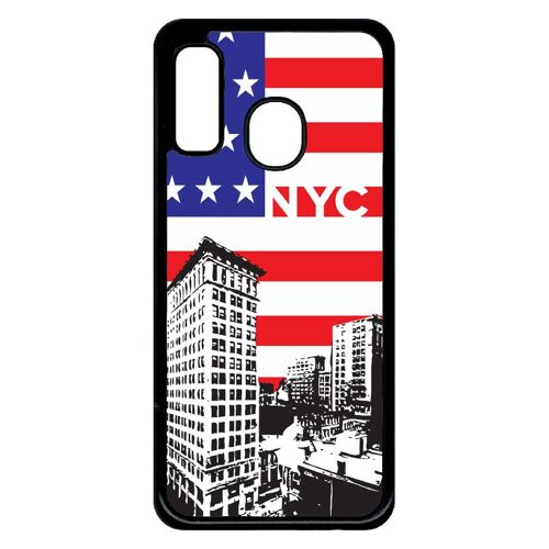 Coque pour smartphone - New york city - compatible avec samsung Galaxy A40 - Plastique - bord Noir