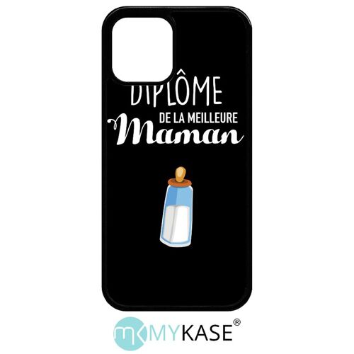 Coque pour iphone 12 pro - diplome de la meilleure maman - noir