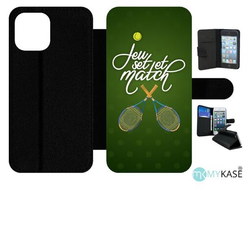 Etui À Rabat Iphone 12 Pro Max - Jeu Set Et Match De Tennis - Simili-Cuir - Noir