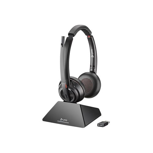 Poly Savi 8220 Microsoft - UC Series - système de casque - sur-oreille - DECT 6.0 - sans fil - Suppresseur de bruit actif - Certifié pour Microsoft Teams