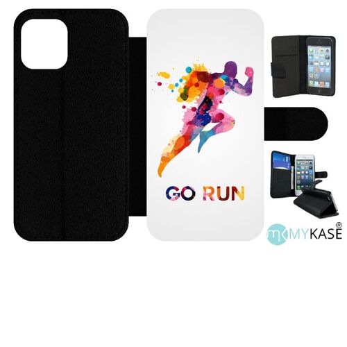 Etui À Rabat Iphone 12 Pro - Go Running Motivation - Simili-Cuir - Noir