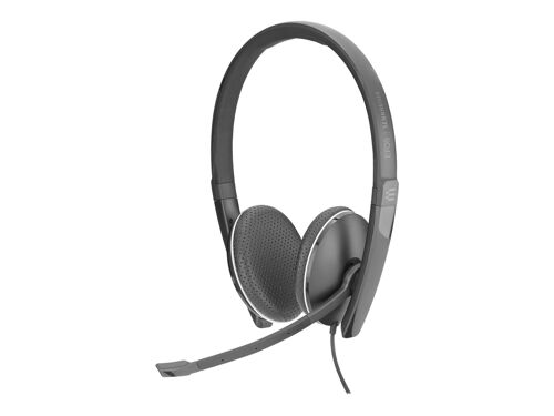 Sennheiser SC 165 USB - Micro-casque - sur-oreille - filaire - Suppresseur de bruit actif - USB, jack 3,5mm - noir, blanc - Certifié pour Skype for Business