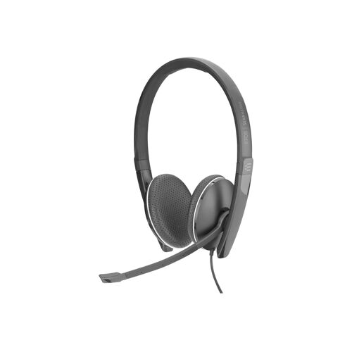 Sennheiser SC 165 USB - Micro-casque - sur-oreille - filaire - Suppresseur de bruit actif - USB, jack 3,5mm - noir, blanc - Certifié pour Skype for Business