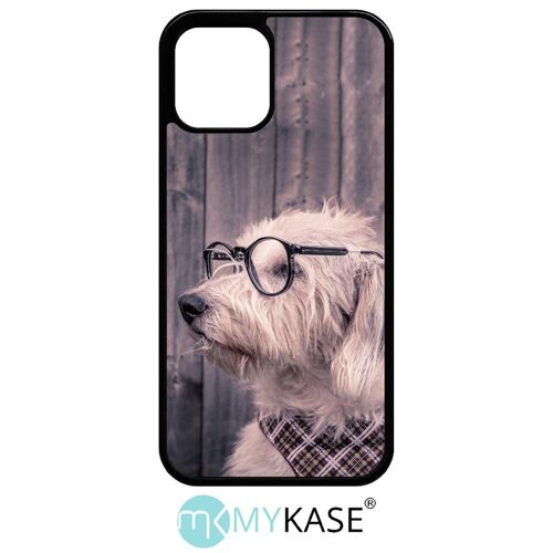 Coque pour iphone 12 - chien - silicone - noir
