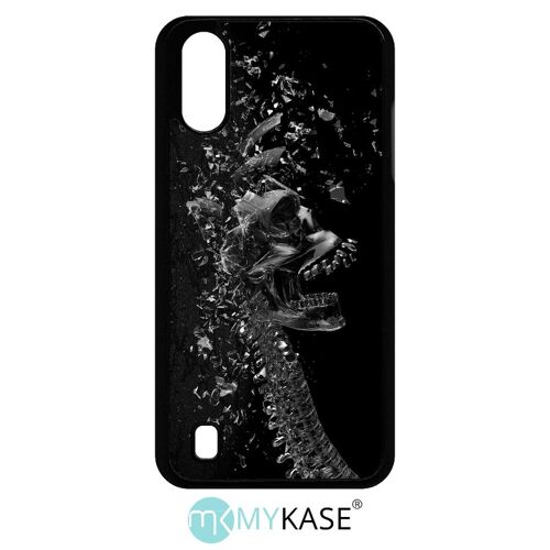 Coque galaxy a01 - squelette verre bris - noir