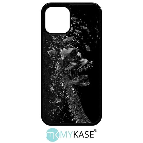 Coque pour iphone 12 - squelette verre bris - silicone - noir