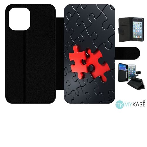 Etui À Rabat Iphone 12 Pro Max - Puzzle One Piece Red - Simili-Cuir - Noir