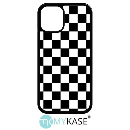 Coque Iphone 12 Mini - Dammier Noir Et Blanc - Noir