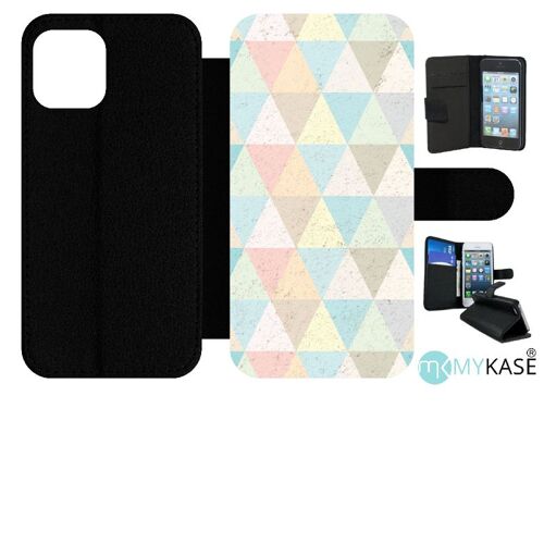 Etui À Rabat Iphone 12 Pro - Style Scandinave Pastel - Simili-Cuir - Noir