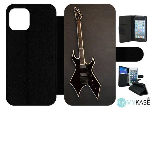 Etui À Rabat Iphone 12 Pro - Guitare Rock N Roll - Simili-Cuir - Noir
