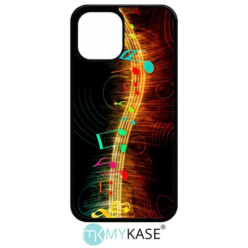 Coque pour iphone 12 pro max - musique note multicolor - noir