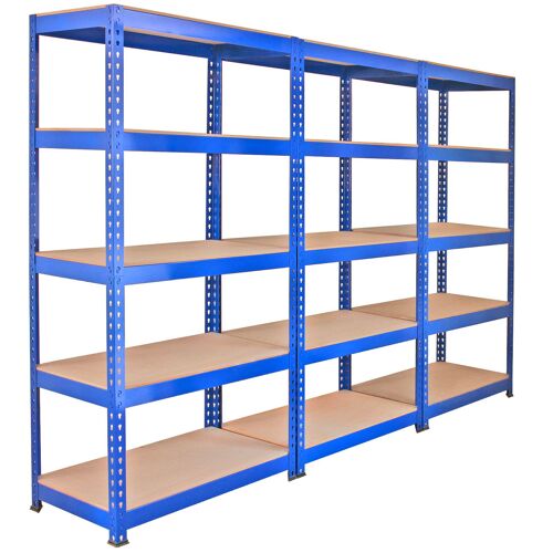Monster Racking - 3 Rayonnages Q-Rax en Acier Sans Boulons Bleus 90cm x 50cm x 182cm