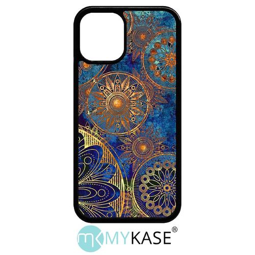 Coque Iphone 12 Mini - Ornements Or Et Bleu Nuit - Noir