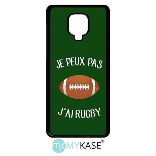 Coque Xiaomi Redmi Note 9 Pro - Je Peux Pas J Ai Rugby Ballon Fond Vert - Noir