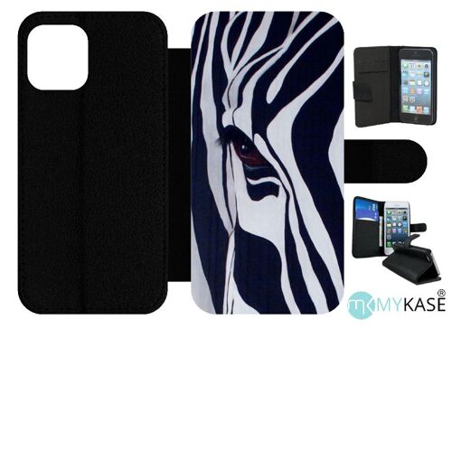 Etui À Rabat Iphone 12 Pro - Motif Zebre Noir Et Blanc - Simili-Cuir - Noir